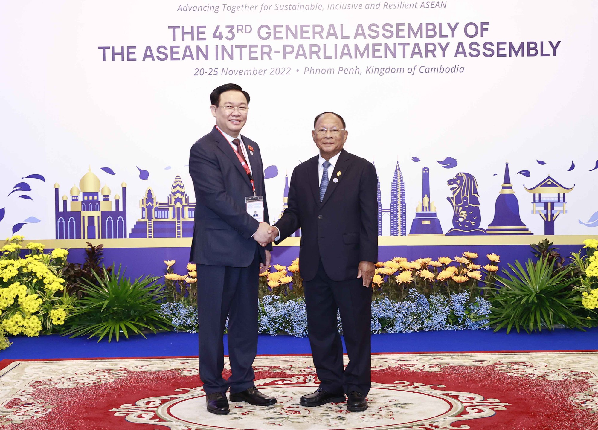Chủ tịch Quốc hội Campuchia tiếp các trưởng đoàn dự Đại hội đồng AIPA-43 - Ảnh 1.