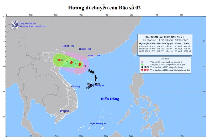 Bão số 02 giật cấp 11, cách Quảng Ninh khoảng 250km về phía Đông Nam - Ảnh 1.