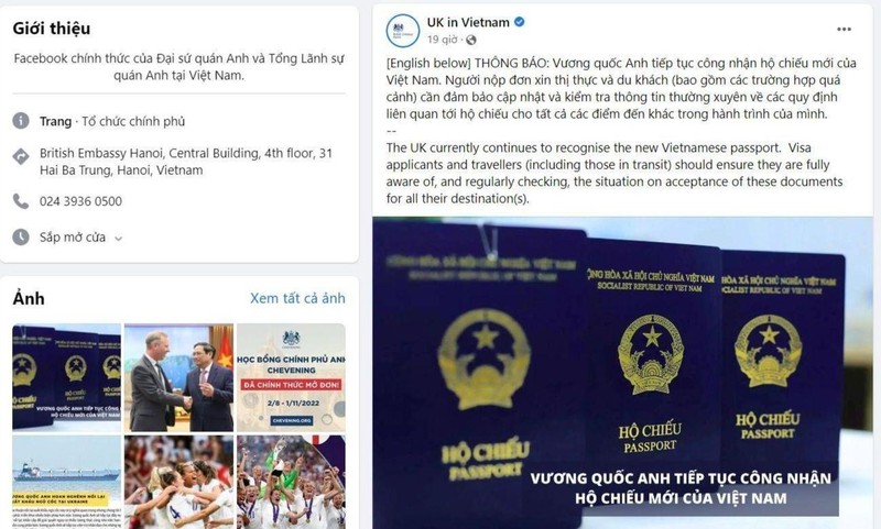 Vương quốc Anh tiếp tục công nhận mẫu hộ chiếu mới của Việt Nam - Ảnh 1.