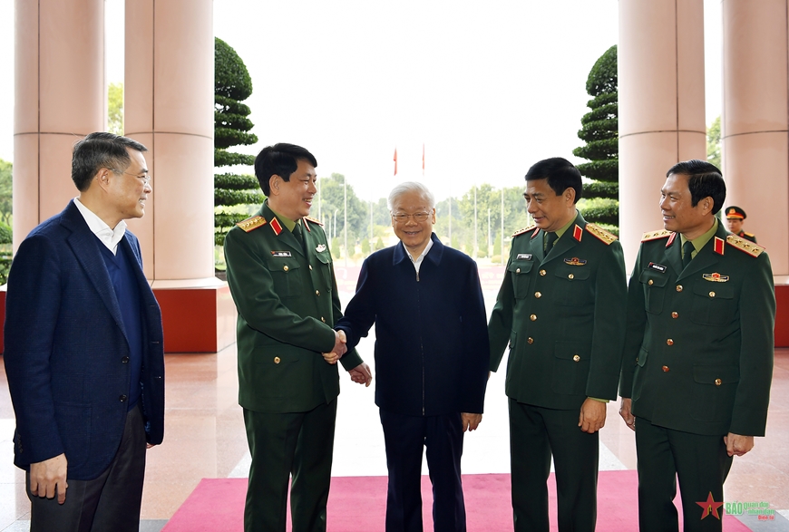 Tổng Bí thư Nguyễn Phú Trọng và các đồng chí lãnh đạo Đảng, Nhà nước dự Hội nghị Quân ủy Trung ương- Ảnh 1.