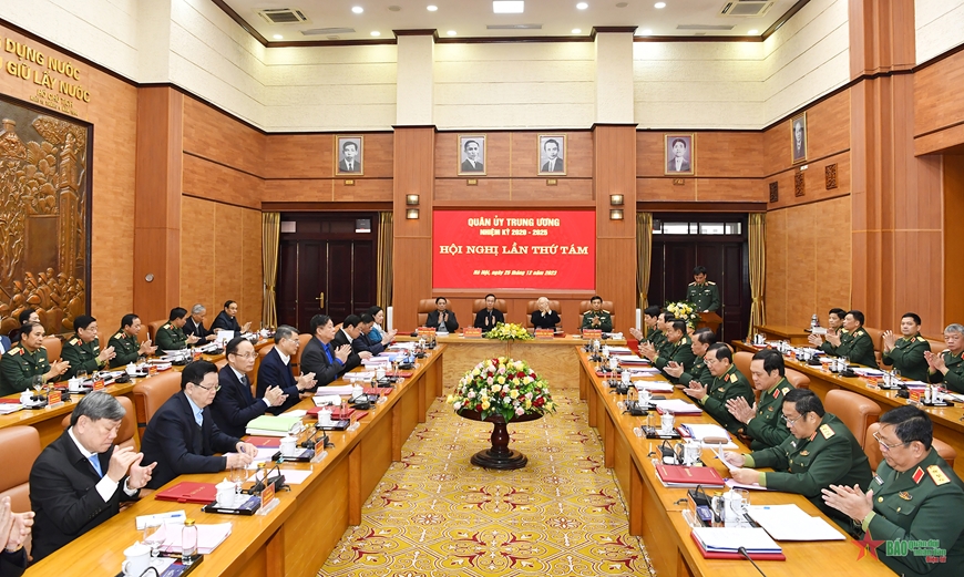 Tổng Bí thư Nguyễn Phú Trọng và các đồng chí lãnh đạo Đảng, Nhà nước dự Hội nghị Quân ủy Trung ương- Ảnh 7.