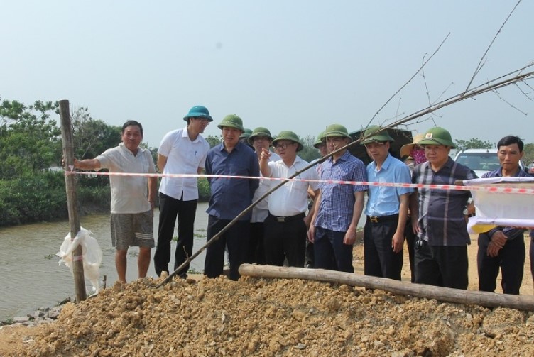 Khẩn trương khắc phục sự cố sạt lở đê sông Càn huyện Nga Sơn - Ảnh 3.