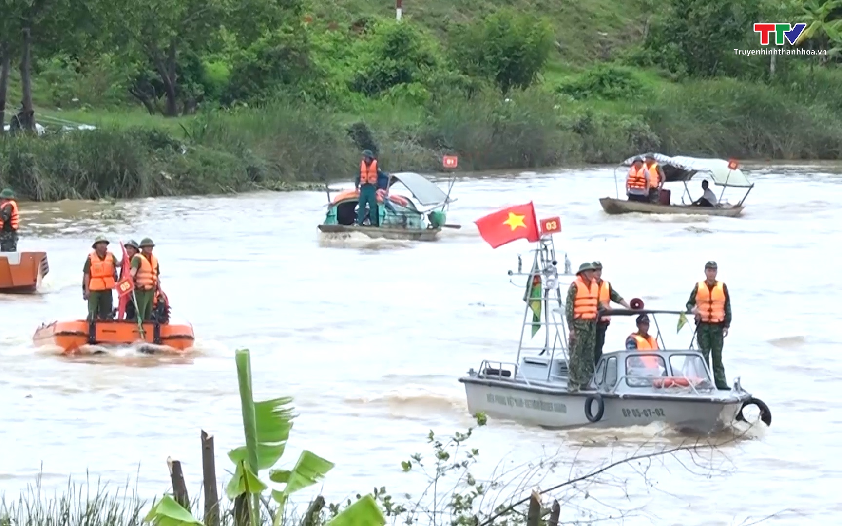 Diễn tập Phòng chống lụt bão, tìm kiếm cứu nạn huyện Hậu Lộc năm 2023