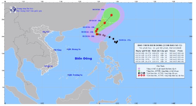 Bão số 5 di chuyển theo hướng Tây Tây Bắc, giật trên cấp 17- Ảnh 2.