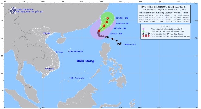 Bão số 5 di chuyển chậm theo hướng Bắc Đông Bắc, tốc độ khoảng 5km/h- Ảnh 2.
