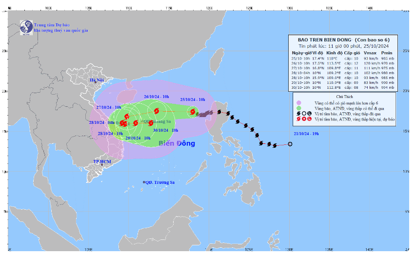 Bão số 6 giật cấp 12, di chuyển theo hướng Tây Tây Bắc- Ảnh 1.