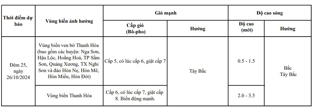 Cảnh báo, dự báo sóng lớn trên vùng biển Thanh Hóa (ngày 25/10)- Ảnh 1.