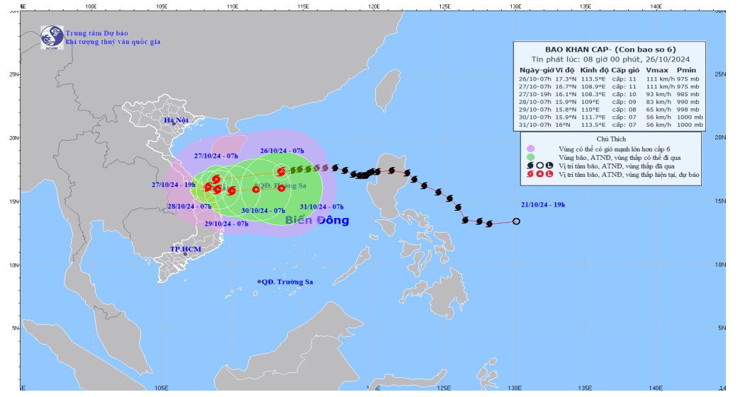 Bão số 6 giật cấp 14, di chuyển theo hướng Tây- Ảnh 2.