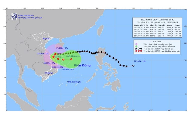 Tin bão khẩn cấp: cơn bão số 6 (ngày 27/10)- Ảnh 2.