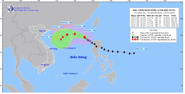 Baõ số 8 giật cấp 12, di chuyển theo hướng Tây Bắc, tốc độ khoảng 10km/h- Ảnh 2.