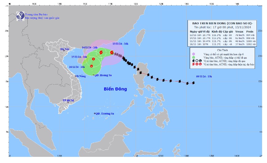 Bão số 8 giật cấp 11, di chuyển theo hướng Tây Tây Bắc của khu vực Bắc Biển Đông- Ảnh 1.