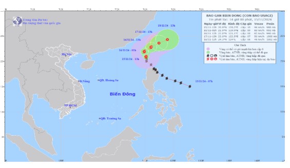 Bão Usagi di chuyển theo hướng Bắc Tây Bắc, tốc độ khoảng 15km/h- Ảnh 1.