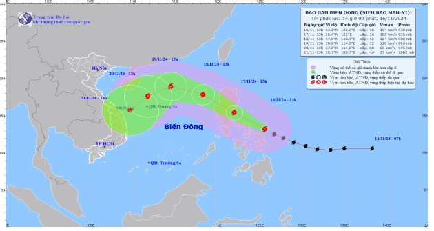 Siêu bão Man-Yi di chuyển theo hướng Tây Bắc, tốc độ 20 - 25km/h- Ảnh 2.