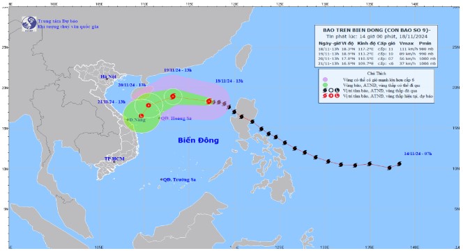 Bão số 9 giật cấp 14, di chuyển theo hướng Tây Tây Bắc- Ảnh 2.