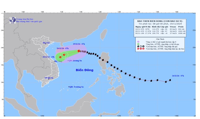 Bão số 9 giật cấp 11, cách quần đảo Hoàng Sa khoảng 350km- Ảnh 1.