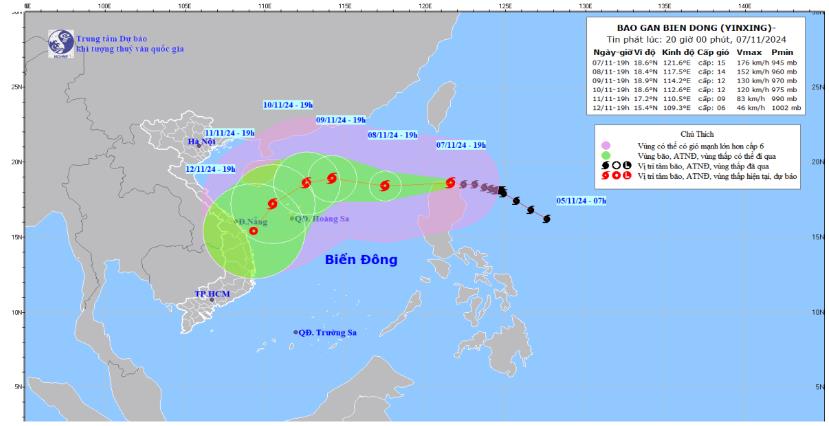 Bão Yinxing giật trên cấp 17, di chuyển theo hướng Tây- Ảnh 2.