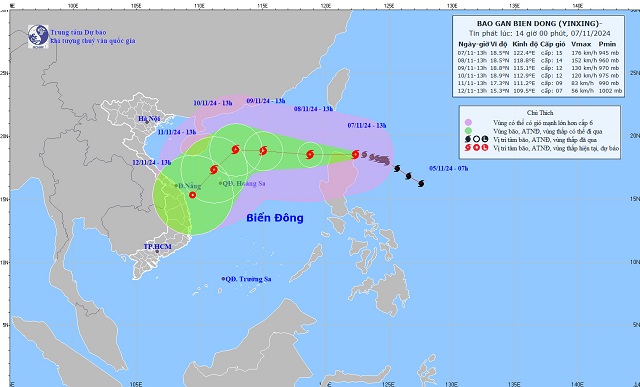 Bão Yinxing mạnh cấp 15, tiếp tục di chuyển theo hướng Tây Tây Bắc- Ảnh 1.