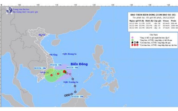 Cập nhật: Tin bão trên Biển Đông (Cơn bão số 10)