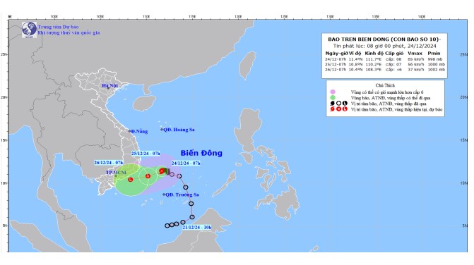 Bão số 10 giật cấp 10, di chuyển theo hướng Tây Tây Nam- Ảnh 2.