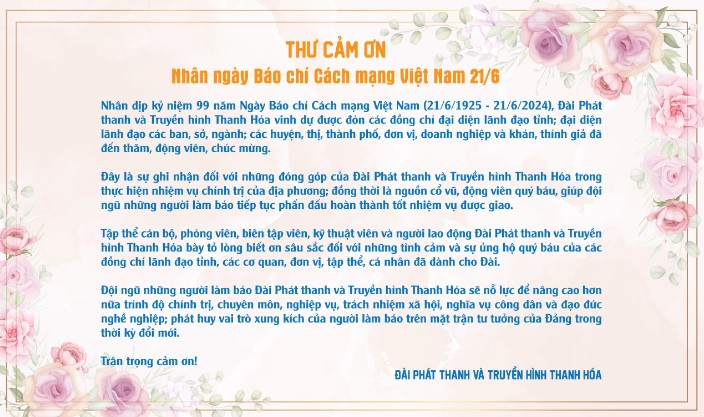 Thư cảm ơn nhân ngày Báo chí Cách mạng Việt Nam 21/6/2024- Ảnh 1.