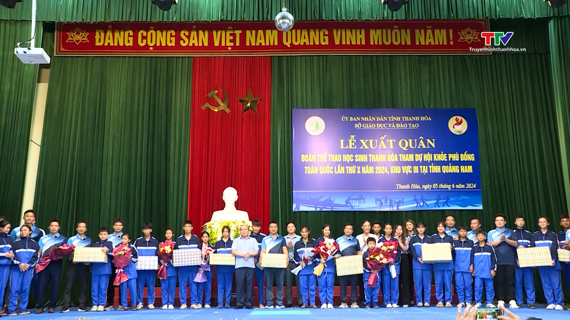 Đoàn thể thao học sinh tỉnh Thanh Hoá xuất quân tham gia Hội khỏe Phù Đổng toàn quốc, khu vực III năm 2024- Ảnh 1.