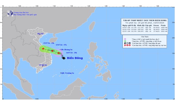 Tin áp thấp nhiệt đới trên biển Đông (ngày 14/7)- Ảnh 2.