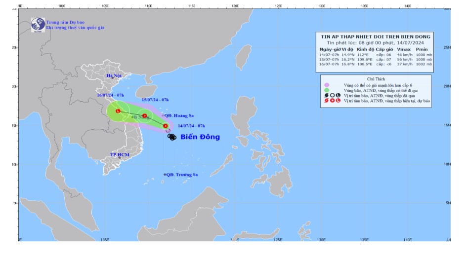 Áp thấp nhiệt đới trên Biển Đông, khu vực tỉnh Thanh Hóa có mưa vừa, mưa to và dông- Ảnh 1.