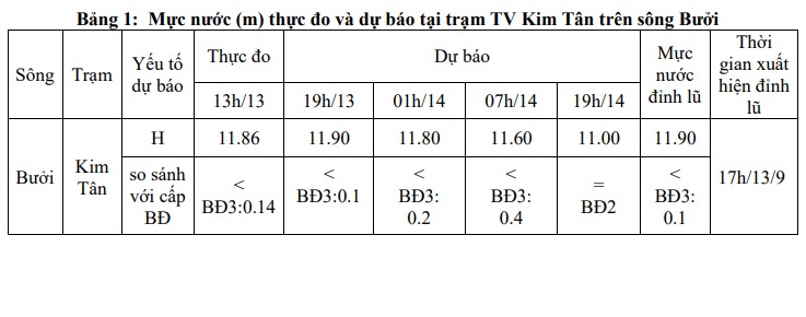 Lũ trên sông Bưởi và cảnh báo lũ trên sông Cầu Chày khu vực tỉnh Thanh Hóa (ngày 13/9) - Ảnh 2.