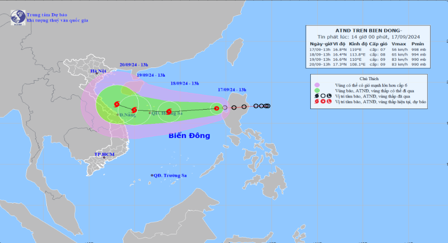 Áp thấp nhiệt đới cách quần đảo Hoàng Sa khoảng 800km về phía Đông- Ảnh 1.