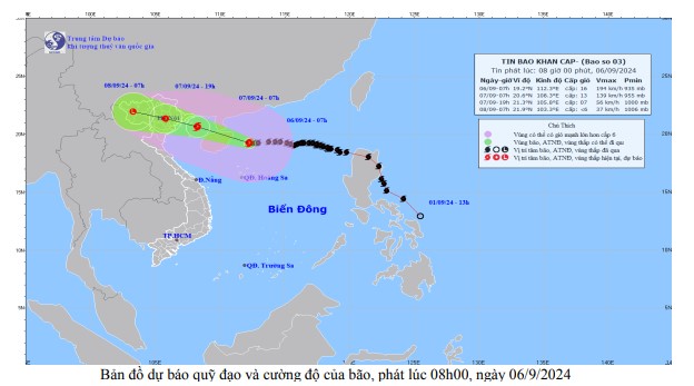Bão số 3 (bão yagi) tiếp tục di chuyển hướng tây, giật trên cấp 17- Ảnh 2.