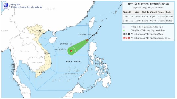 Trưa hôm nay (23/10), áp thấp nhiệt đới đã đi vào vùng biển phía Đông khu vực Bắc Biển Đông- Ảnh 2. Trưa hôm nay (23/10), áp thấp nhiệt đới đã đi vào vùng biển phía Đông khu vực Bắc Biển Đông- Ảnh 2.