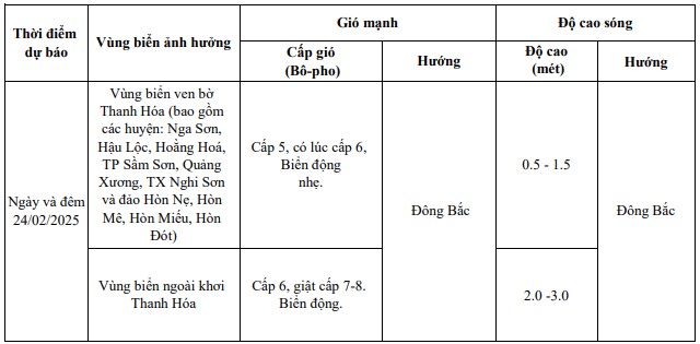 Dự báo vùng biển Thanh Hóa có gió to, sóng lớn do ảnh hưởng của không khí lạnh- Ảnh 1.