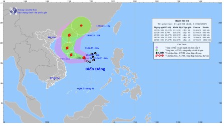 Bão số 1 giật cấp 10, di chuyển theo hướng Tây Tây Bắc, tốc độ khoảng 10km/h- Ảnh 2.