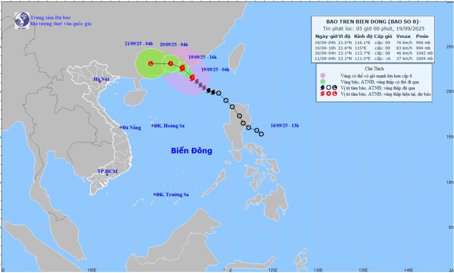 Bão số 8 di chuyển theo hướng Tây Bắc, tốc độ 15km/h, giật cấp 11- Ảnh 1. Bão số 8 di chuyển theo hướng Tây Bắc, tốc độ 15km/h, giật cấp 11- Ảnh 1.