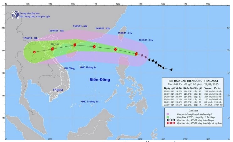 Siêu bão RAGASA di chuyển vào Biển Đông, cảnh báo rủi ro thiên tai cấp 4- Ảnh 1. Siêu bão RAGASA di chuyển vào Biển Đông, cảnh báo rủi ro thiên tai cấp 4- Ảnh 1.