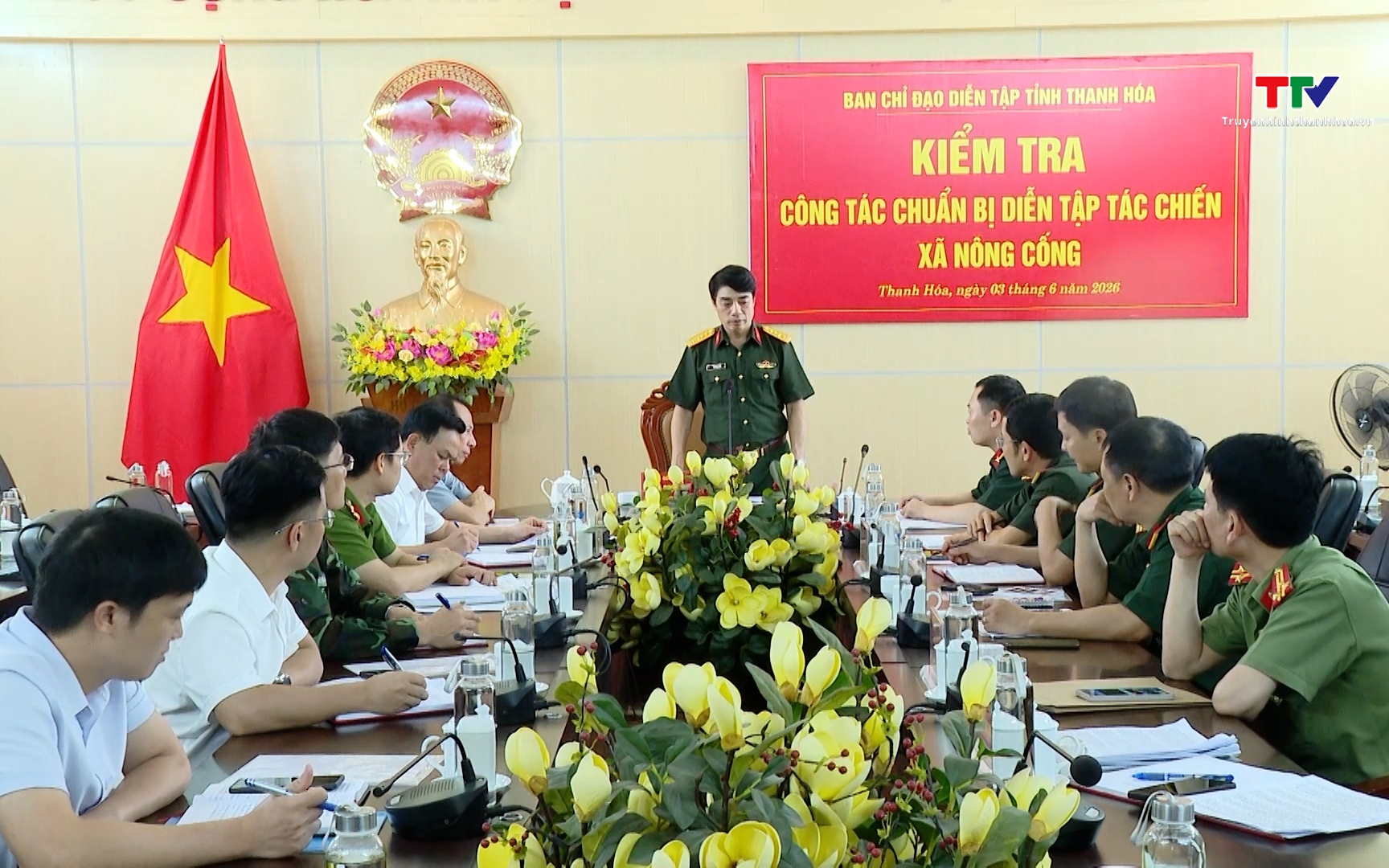 Kiểm tra c&ocirc;ng t&aacute;c chuẩn bị Diễn tập tại x&atilde; N&ocirc;ng Cống