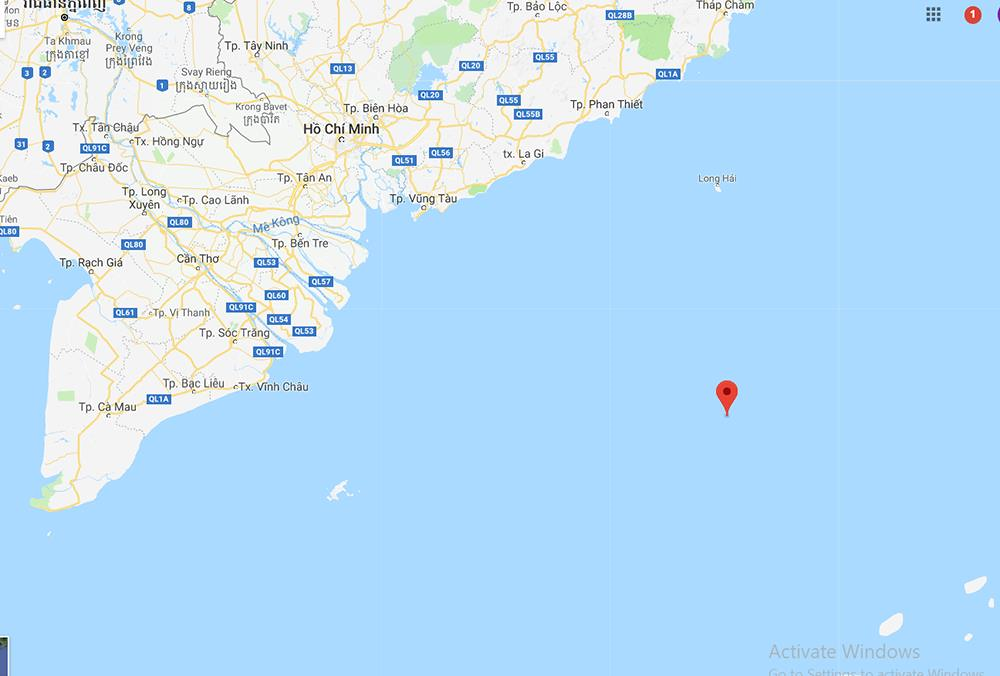 Vị tr&iacute; t&agrave;u c&aacute; gặp nạn tại thời điểm t&agrave;u li&ecirc;n lạc y&ecirc;u cầu trợ gi&uacute;p khẩn cấp từ Đ&agrave;i TTDH Đ&agrave; Nẵng.