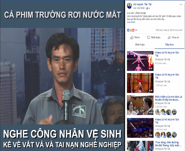 Clip về anh công nhân vệ sinh được chia sẻ trên trang cá nhân BTV Tấn Tài gây bão mạng xã hội trong những ngày qua