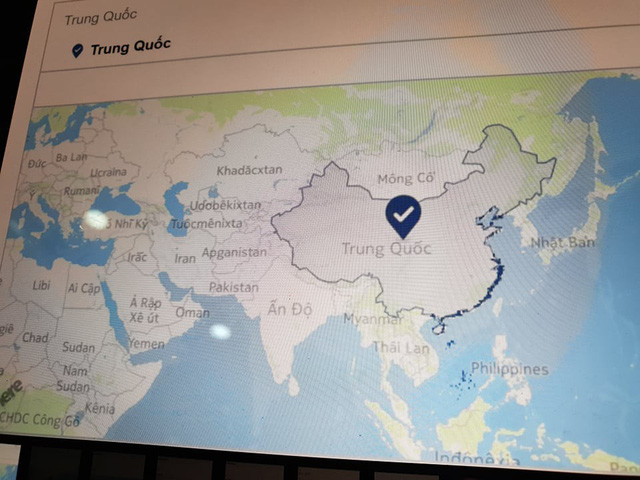 Bản đồ Facebook có chứa quần đảo Hoàng Sa, Trường Sa thuộc Trung Quốc