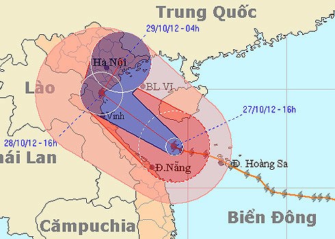 Đường đi dị thường của bão Sơn Tinh năm 2012