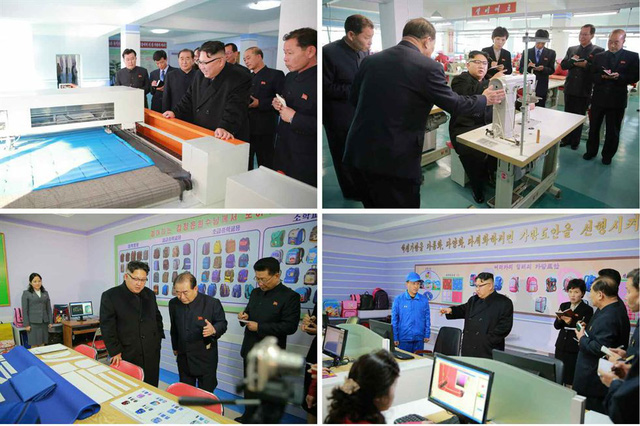 Ông Kim Jong-un tới thăm một nhà máy túi tại Bình Nhưỡng (Ảnh: Yonhap)