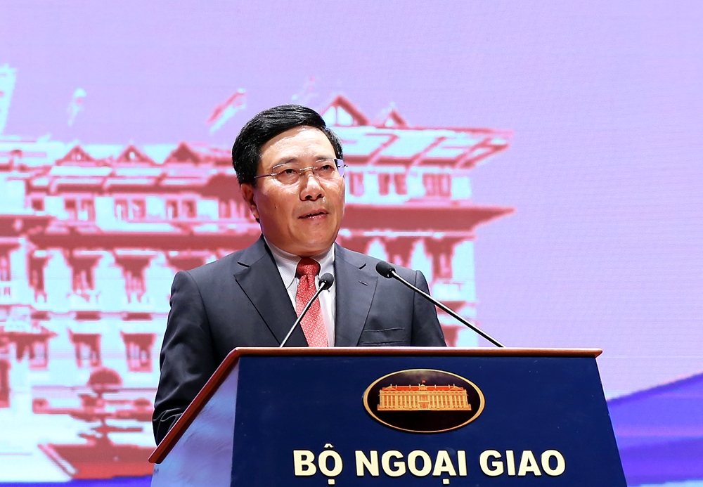 Phó Thủ tướng, Bộ trưởng Ngoại giao Phạm Bình Minh phát biểu tại hội nghị. Ảnh VGP/Hải Minh