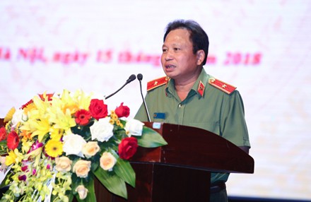Thiếu tướng Mai Văn Hà phát biểu tại buổi lễ công bố quyết định của Bộ trưởng Bộ Công an.