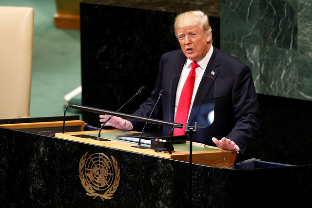 Tổng thống Trump có bài phát biểu khoảng 35 phút tại Đại hội đồng Liên Hợp Quốc. (Ảnh: Reuters)