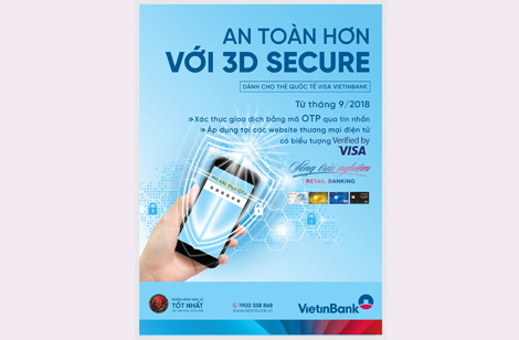 VietinBank bảo mật tối ưu thẻ Visa cho khách hàng.