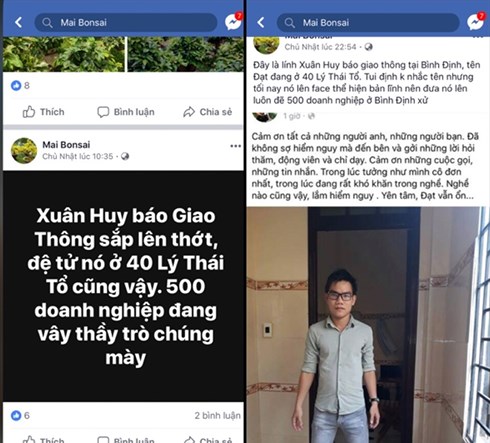 Đối tượng “giấu mặt” lập trang Facebook  &quot;Mai Bonsai &quot;, lên mạng xã hội đe dọa tinh thần nhà báo Xuân Huy và kêu gọi doanh nghiệp  &quot;xử lý &quot; nhà báo viết bài điều tra.