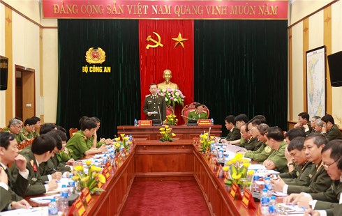 Bộ trưởng Bộ Công an Tô Lâm phát biểu kết luận hội nghị.