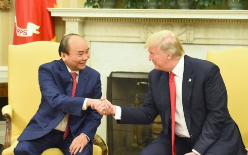 Thủ tướng Nguyễn Xuân Phúc và Tổng thống Hoa Kỳ Donald Trump trong cuộc hội đàm tại Nhà Trắng. (Ảnh: VGP/Quang Hiếu)