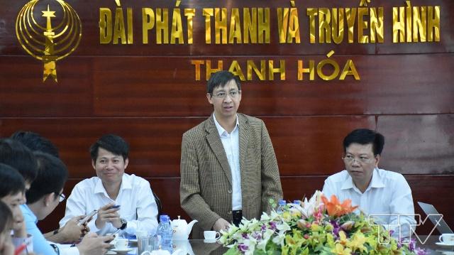 Ông Hà Đình Hậu - Phó Giám đốc Đài PT-TH Thanh Hóa bày tỏ sự hoan nghênh với đoàn công tác Học viện Báo chí và Tuyên truyền