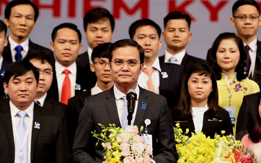 Chủ tịch Hội Sinh viên Việt Nam khoá X Bùi Quang Huy phát biểu trước đại hội.